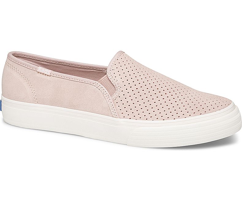 Keds Womens Pink Slip On Shoes - Keds Double Decker Perf Suede Fall 496QCZVDW